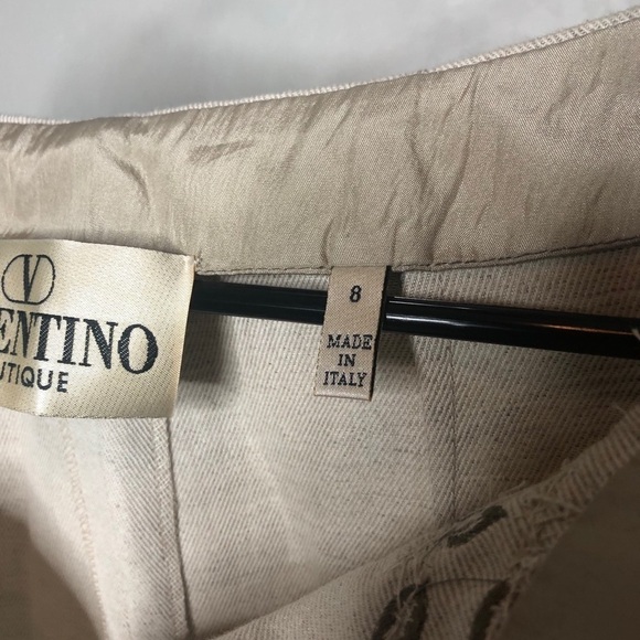 VALENTINO Boutique Embroidered Beaded Linen Wide Leg Trousers - Picture 6 of 12